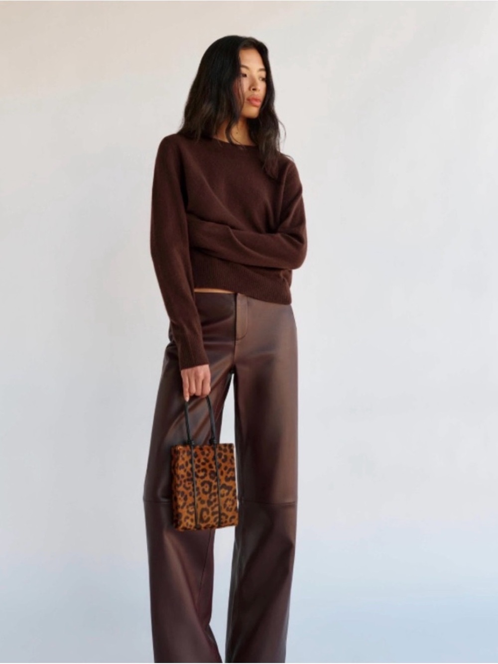 Reformation Lightweight Cashmere Nikki Crew Sweater Brown Size M